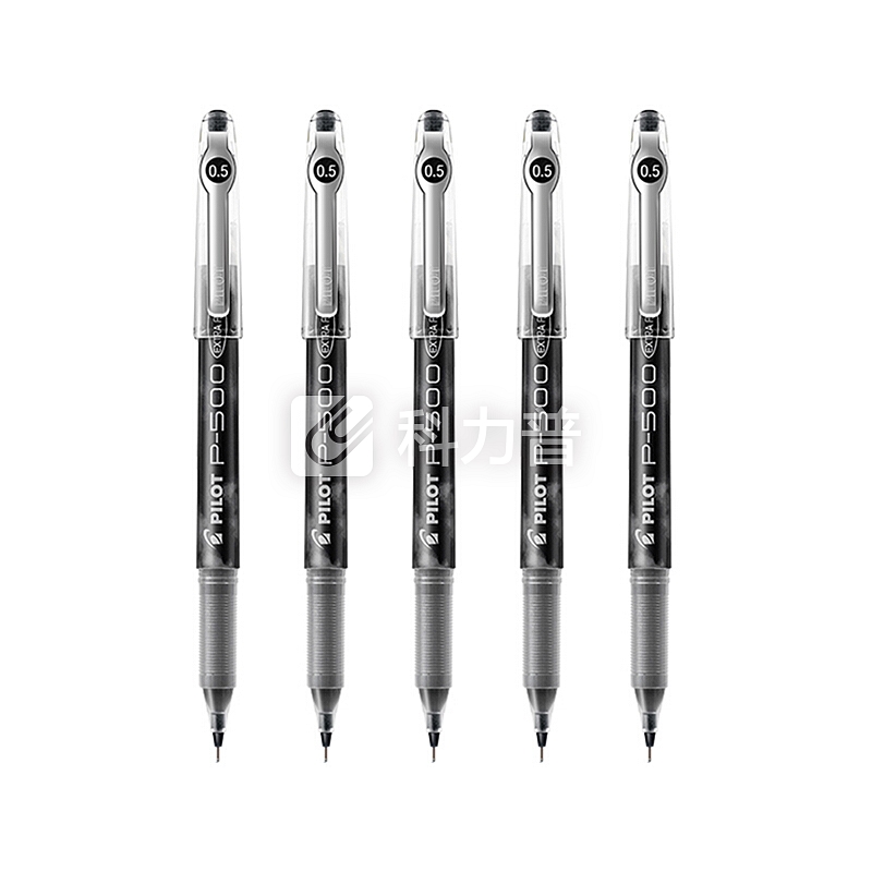日本百乐(PILOT)BL-P50/P500中性笔0.5mm顺滑针嘴水笔财务考试专用黑色 5支装