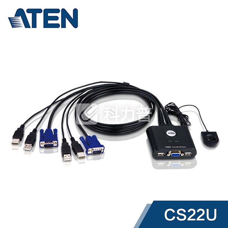 ATEN宏正多电脑KVM切换器2口usb键鼠共享器 2进1出VGA切换器CS22U