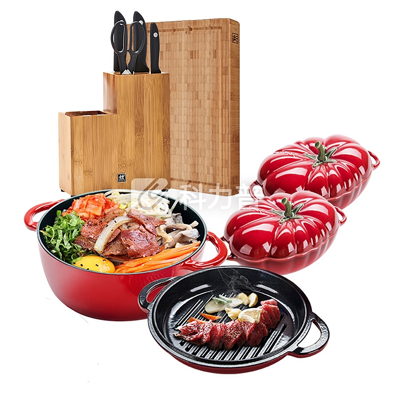 双立人 Zwilling 双立人 ZWILLING 刀具锅具套装 切菜刀剪刀珐琅锅 金凤成祥礼遇装 40501-012-G