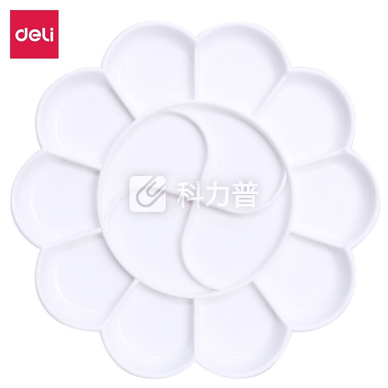 得力 deli 得力（deli） 9403 优质14格塑料梅花型大号水粉颜料调色盘/调色盒/调色板/调色碟