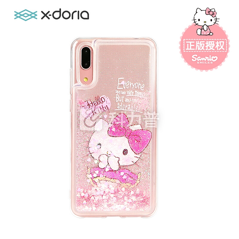 X-doria HelloKitty 华为P20手机壳 网红同款流沙防摔全包硅胶软壳保护套 流光妩媚凯蒂猫