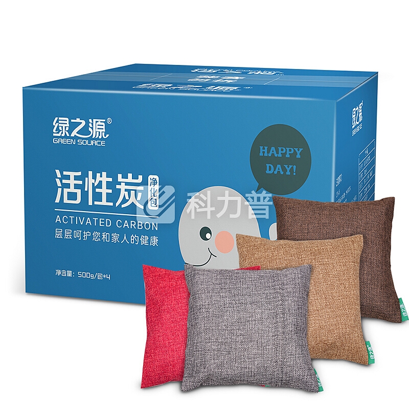 绿之源 活性炭卡通净化包500g*4袋 新房母婴房装修去除甲醛清除剂装饰碳包纯色组合
