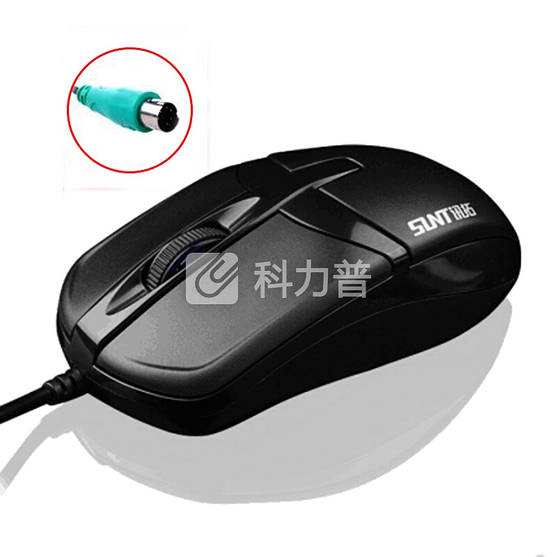 讯拓(Sunt)灵犀指X2有线PS2鼠标台式电脑专用装机圆口家用办公P口圆形接口经典黑