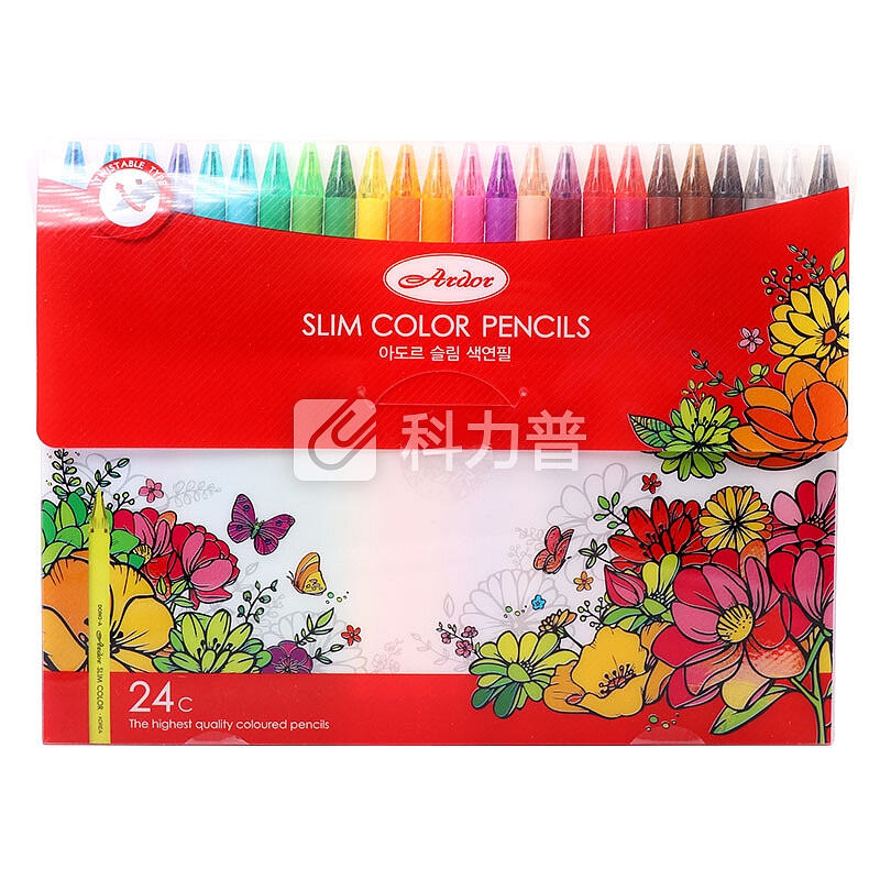 韩国东亚(DONG-A)24色雅黛旋转彩铅 旋转管涂色动漫彩色铅笔 学生绘画铅笔 24色套装ADSCP-24原装进口