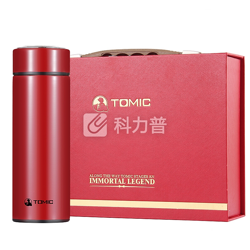 特美刻(TOMIC)保温杯 男银制内胆银杯不锈钢水杯子泡茶杯 999纯银高档水杯礼品雪花银杯子 1BBS1260 亮红色