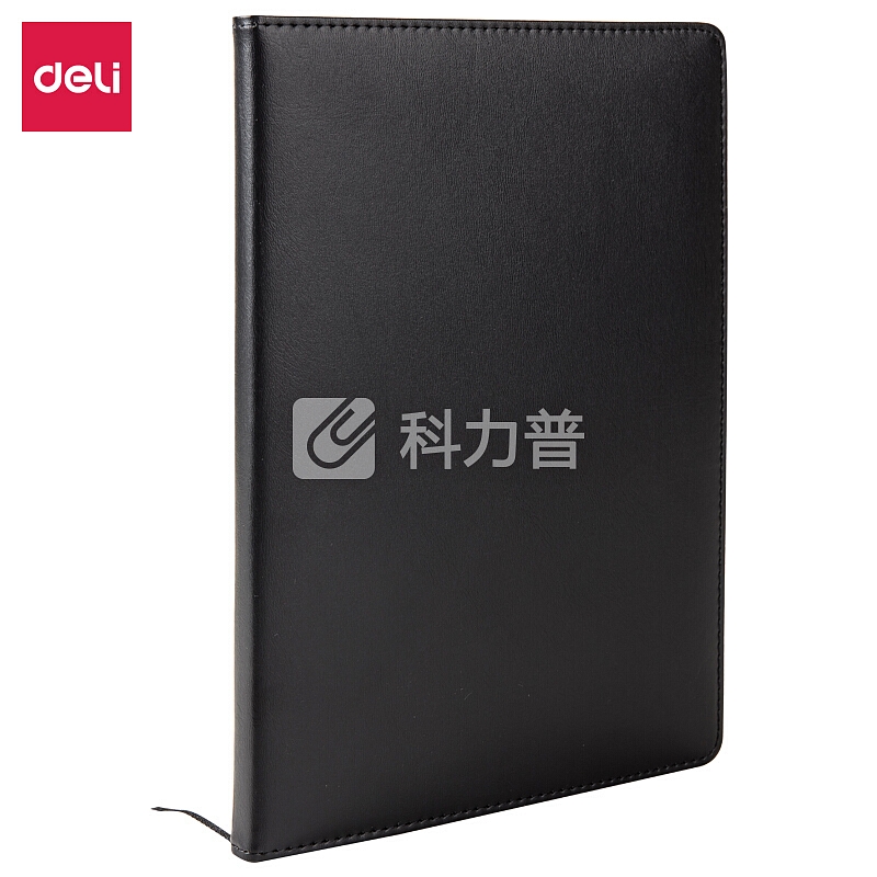 得力(deli)16K112张大号商务皮面本 基础款办公记事本笔记本子 黑色3161