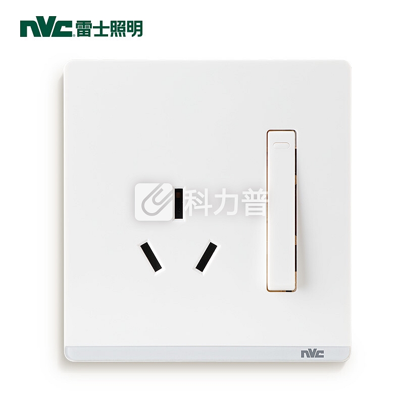 雷士(NVC) 开关插座面板 典雅白系列 16A一位单开单控三孔 带荧光86型空调开关无边框大翘板面板白色