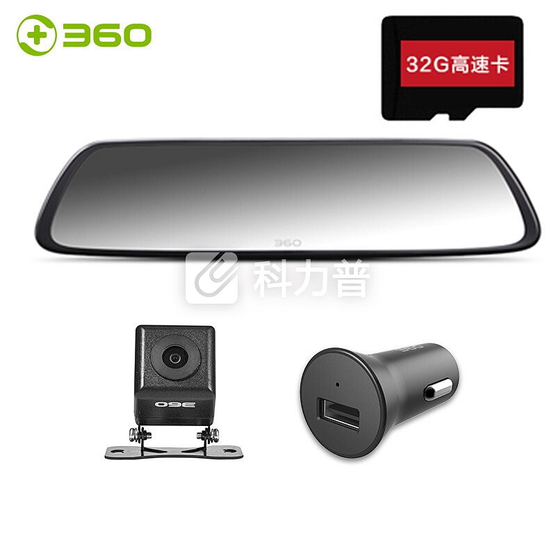 360 360行车记录仪后视镜版 M301 高清夜视 前后双录 倒车影像 停车监控 wifi连接 APP管理+32g卡组套产品