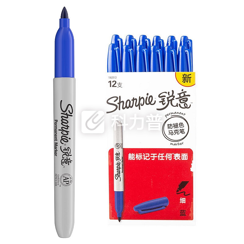 锐意(Sharpie)马克笔/记号笔 细蓝 12支装美国进口防褪色学生手绘漫画设计文具