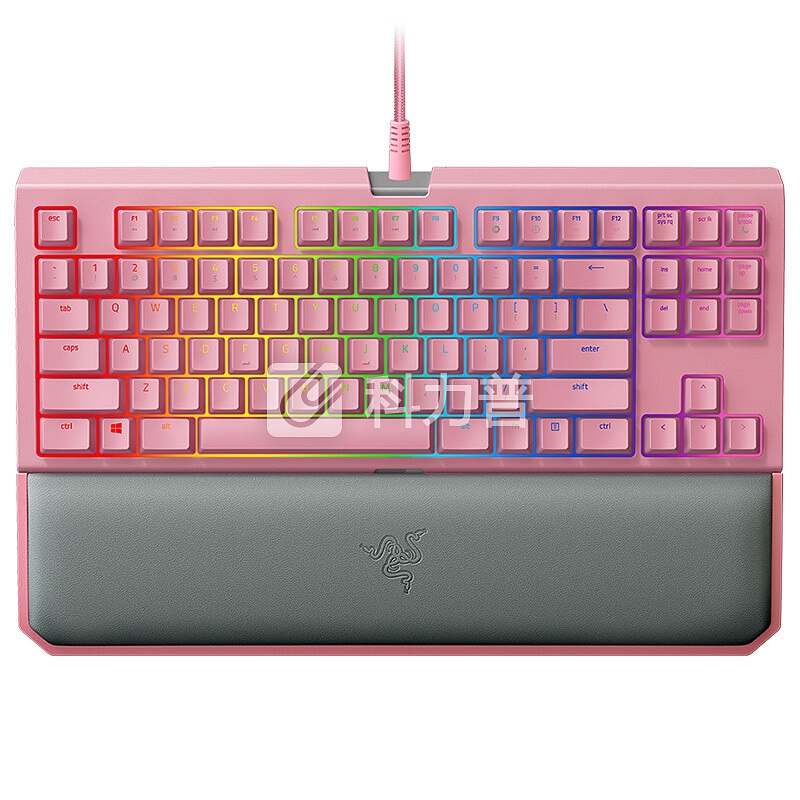 雷蛇(Razer)黑寡妇蜘蛛竞技幻彩版V2-粉晶 绿轴 电竞游戏机械键盘 RGB背光 绝地求生吃鸡键盘