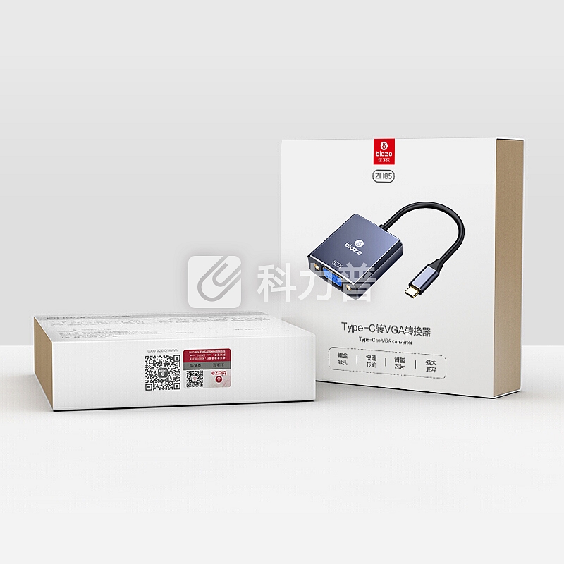 毕亚兹 Type-C转VGA转换器 雷电3苹果笔记本转接头扩展坞 usb-c接口小米苹果电脑显示器投影仪适配器 ZH85-灰