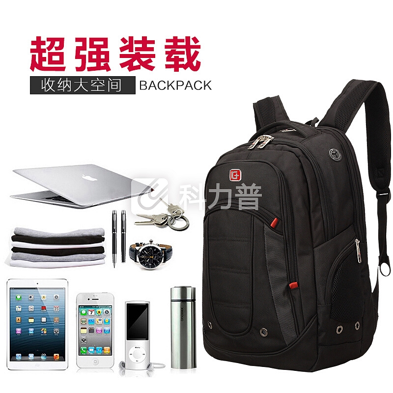 SVVISSGEM 双肩包书包 防水商务笔记本电脑包15.6英寸 大容量双肩背包男 SA-9360III黑色