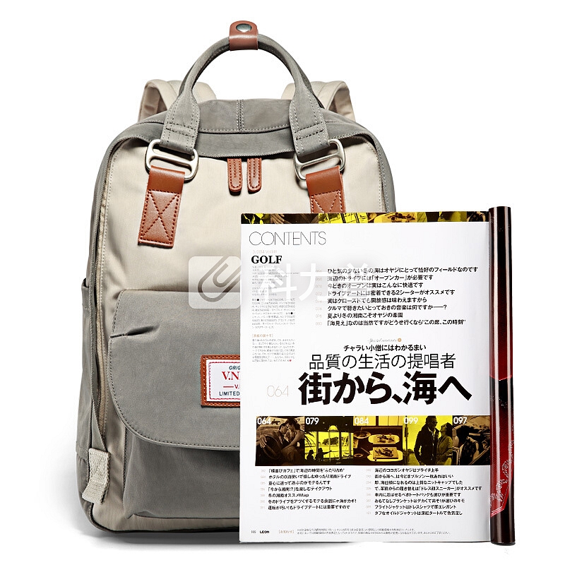 第九城(V.NINE) 双肩包男士大容量13/14英寸电脑包多功能旅行背包甜甜圈情侣款书包 VD7BV32958J 米灰