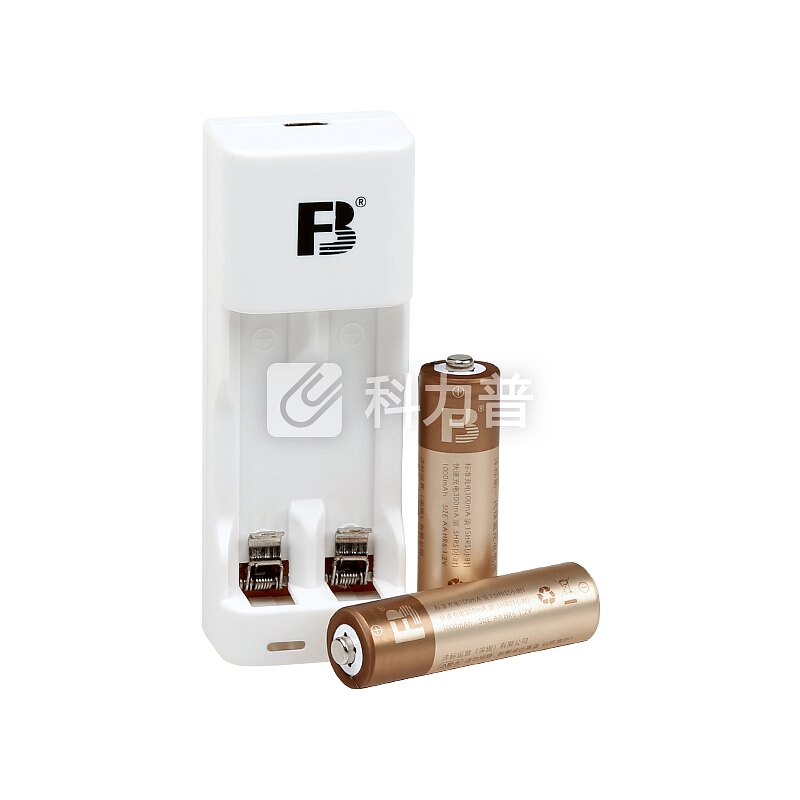 沣标 FB 沣标(FB) 两槽迷你充电套装 USB充电器配AA/5号1000mAh*2节镍氢可充电电池 通用7号电池