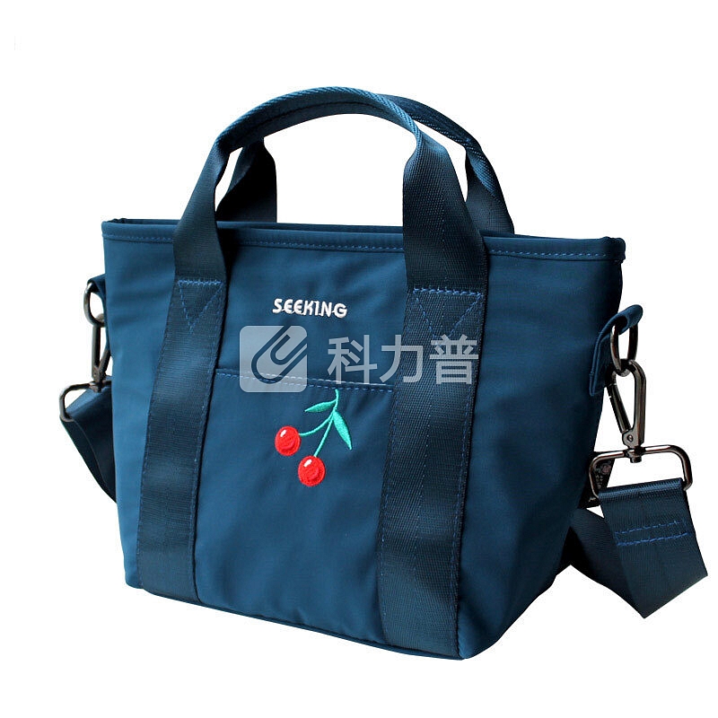 花间公主 花间公主 樱桃刺绣文艺单肩手提斜挎休闲牛津尼龙女包1805TB003蓝色