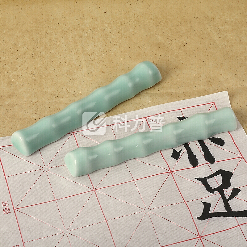 弘梅 弘梅竹节镇尺镇纸 多功能青瓷毛笔架 文房四宝单只装笔山笔搁