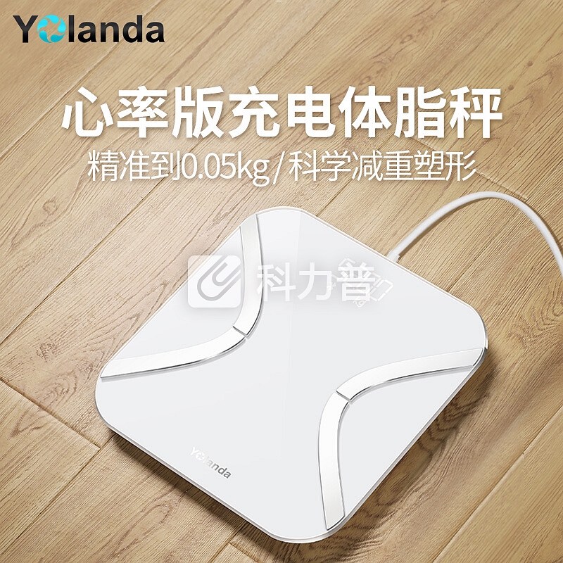 Yolanda 心率体脂秤 USB充电 智能健康电子秤 体重秤人体秤 家用脂肪秤体脂仪 小程序便捷测量 蓝牙APP控制