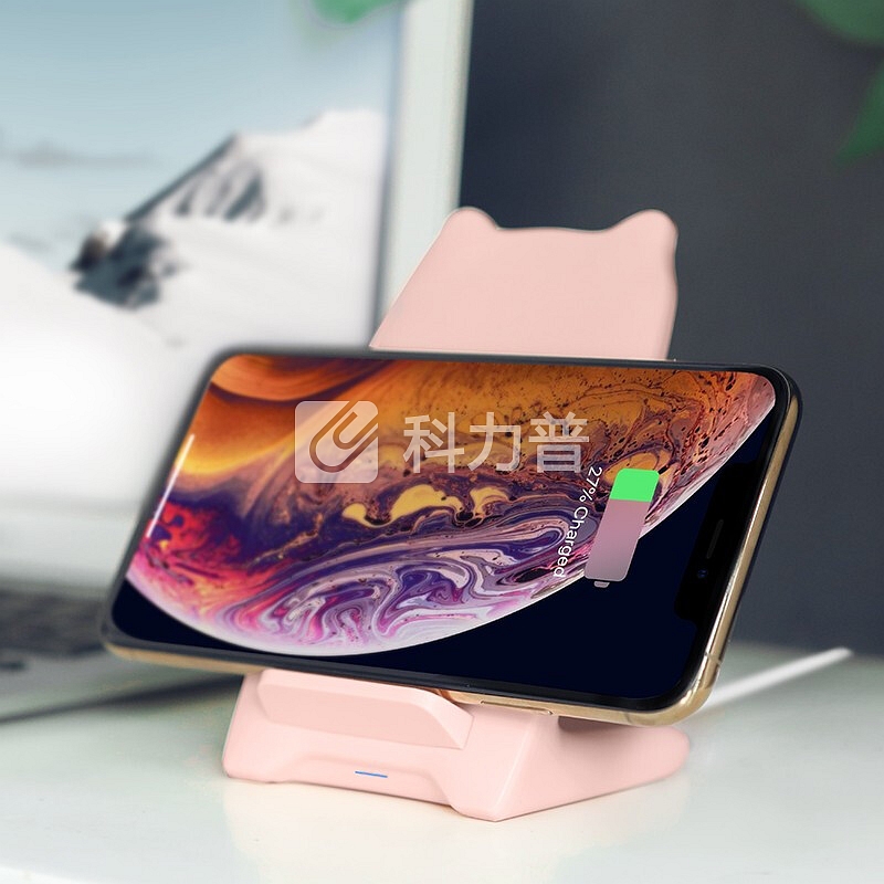 耐尔金 10W无线充电器快充底座 苹果XS Max/XR/XS/三星S10+/华为/小米9 小咪立式无线充-粉色