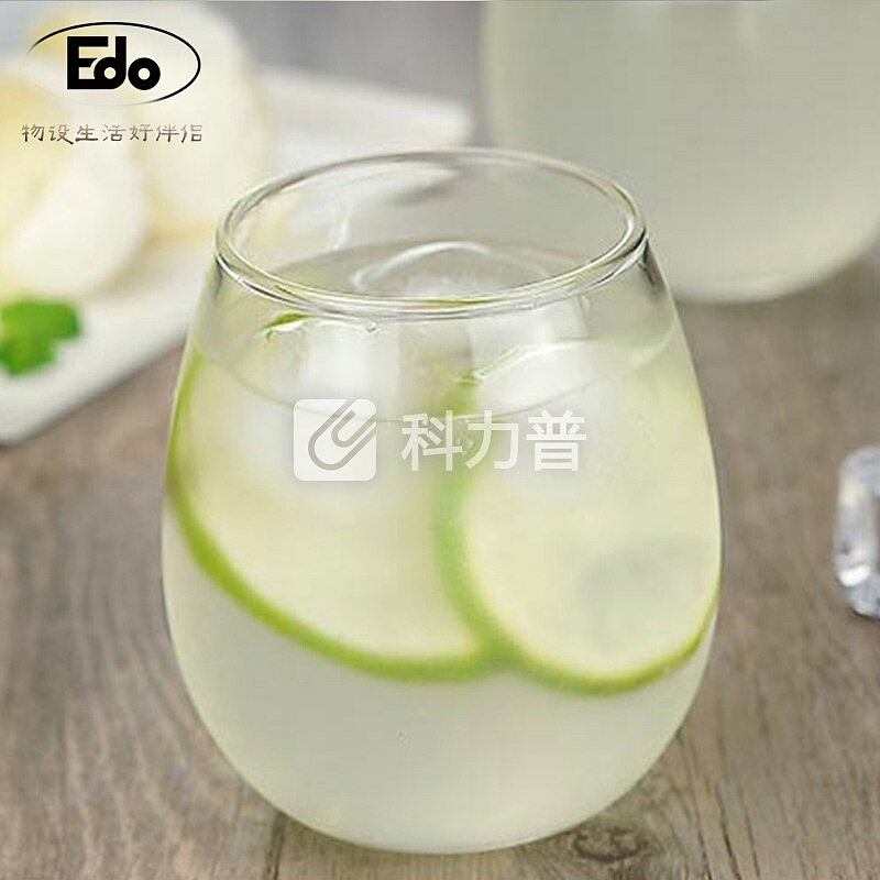 Edo Edo 耐热玻璃水杯 家用高温耐热 办公透明玻璃咖啡果汁饮料花茶杯—350ML