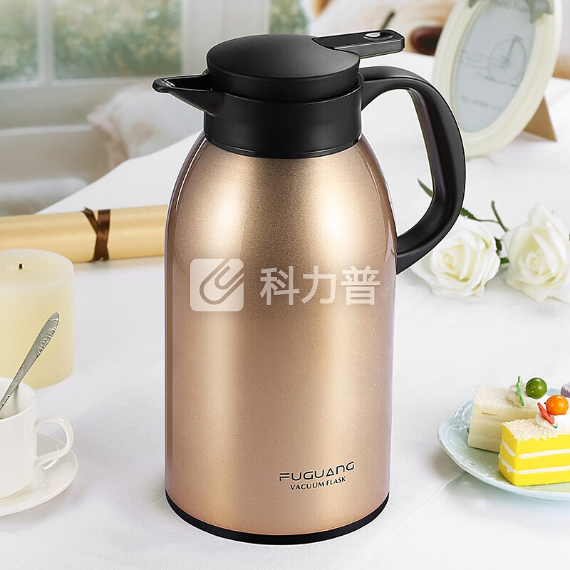 富光 灵动系列大容量保温杯具 304不锈钢真空水壶家用保温壶 2.2L 金色 (WFZ6020-2200)