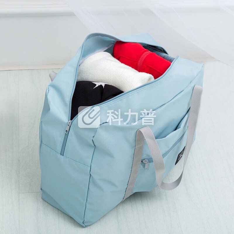 柯锐迩 可折叠收纳袋 出差旅行大容量拉杆箱整理袋手提购物包加厚行李收纳包 便携单肩搬家袋浅蓝