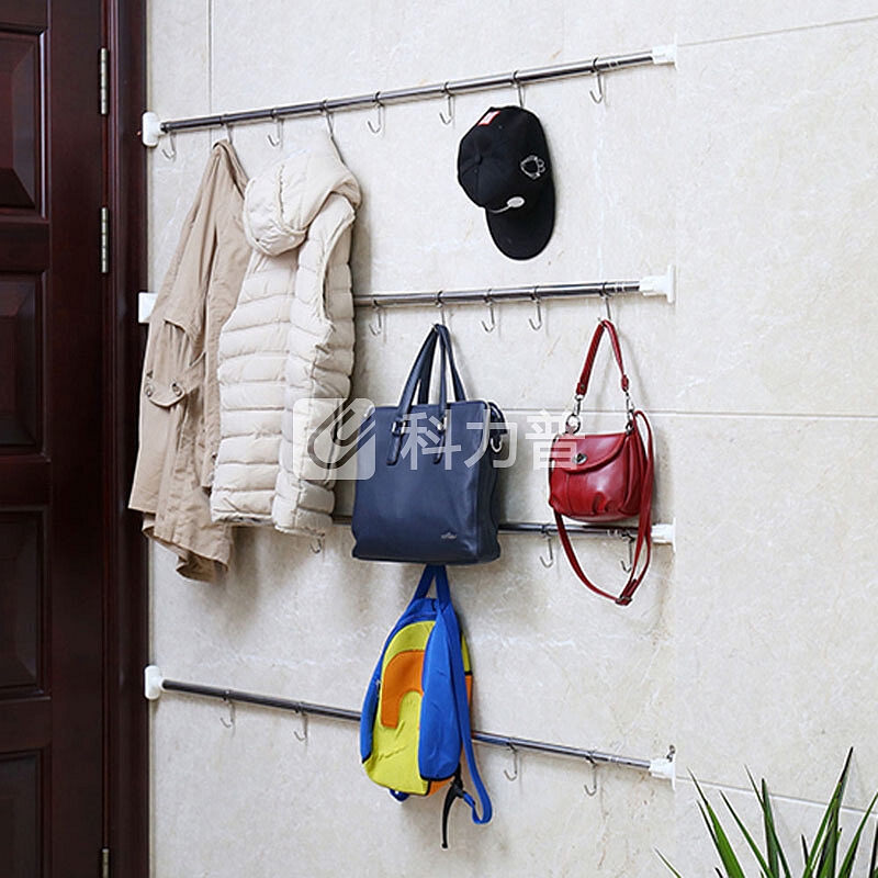 阿依妈妈 晒衣杆 窗帘杆 浴帘杆 免打孔可伸缩不锈钢浴室衣柜挂衣架110-200cm