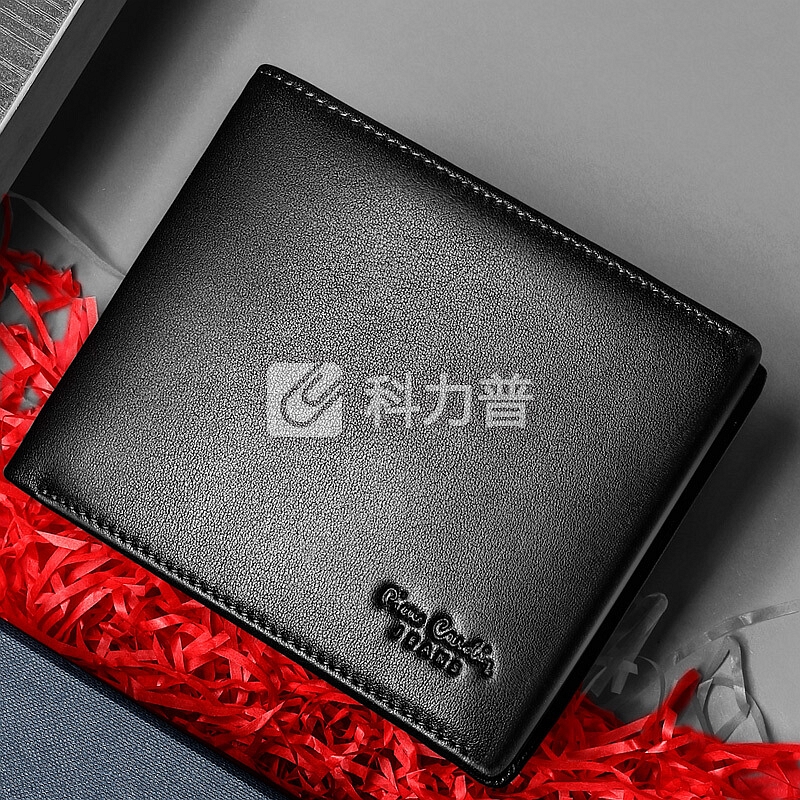 皮尔卡丹(pierre cardin)钱包男士新款短款头层牛皮钱夹欧美商务潮礼盒 JFA509291A黑色