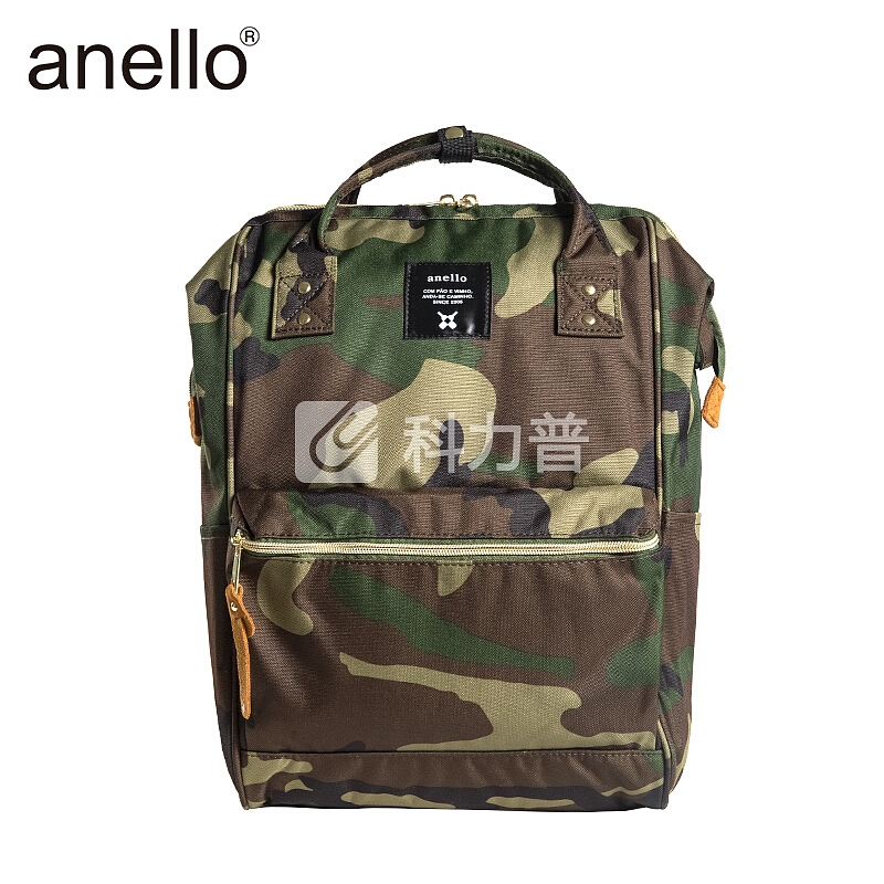 日本anello 日本ins潮风男女轻量双肩背包中号书包B0193A深色迷彩