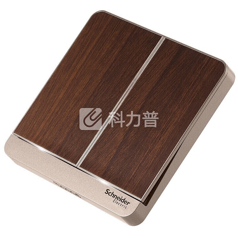 施耐德电气(Schneider Electric)开关插座 开关面板 带LED灯双开双控开关16A 绎尚系列 年轮褐色