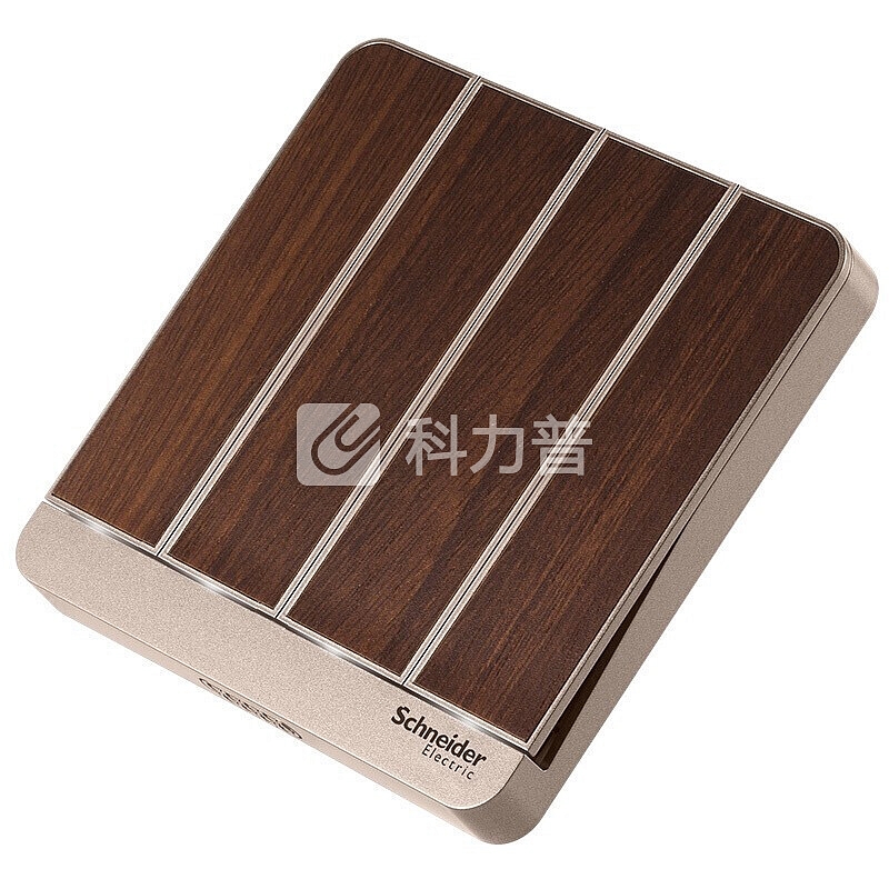 施耐德电气(Schneider Electric)开关插座 开关面板 带LED灯四开双控开关16A 绎尚系列 年轮褐色