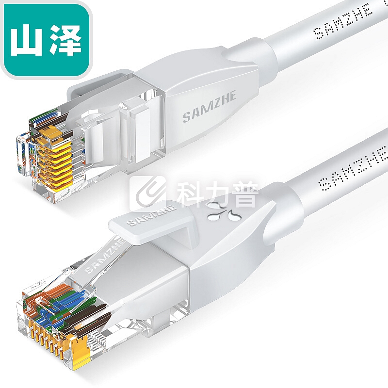 山泽(SAMZHE)六类网线 CAT6类千兆纯铜网线 成品电脑/家装/宽带网络连接跳线 白色5米BCT50 匹配路由器