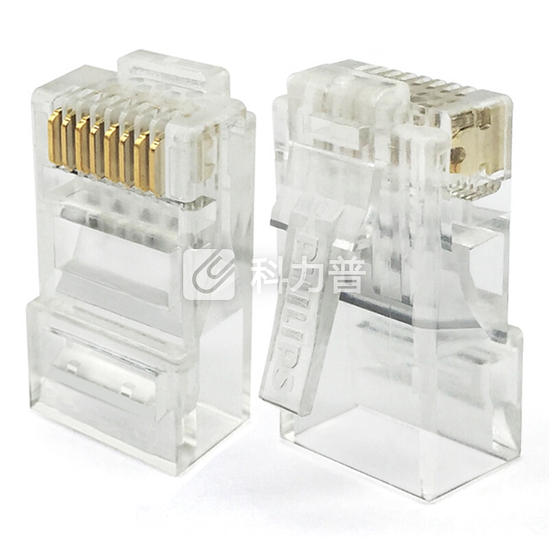 飞利浦(PHILIPS)工程级镀金原装RJ45六类水晶头100个/盒 电脑网络连接头 SDJ4201/93
