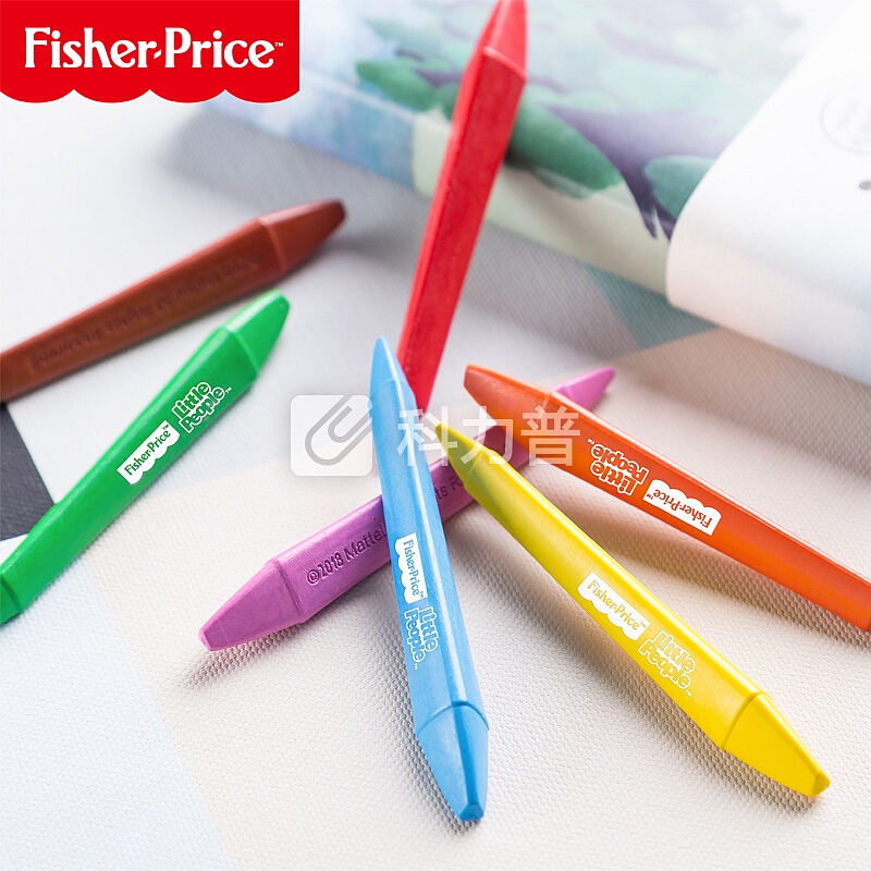 费雪fisher-price 儿童可水洗蜡笔 玩具画笔美术油画棒 绘画套装工具盒文具 双头蜡笔12色 FPC026