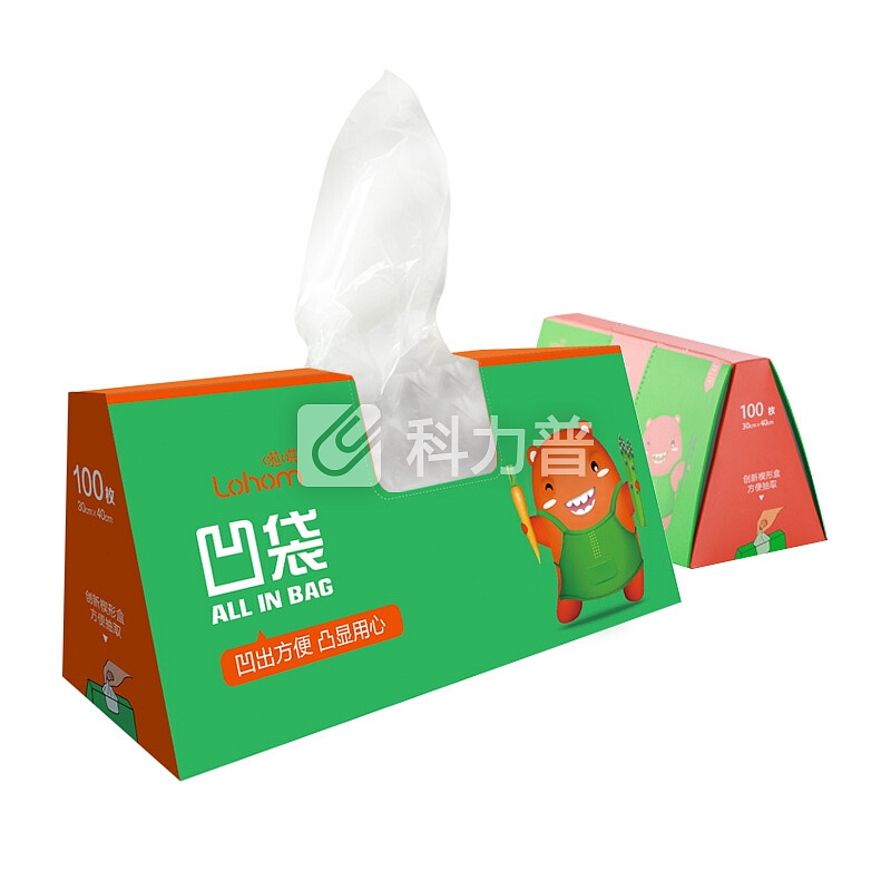 啦哄 家用背心式加厚手提食品保鲜袋凹袋100只*2盒