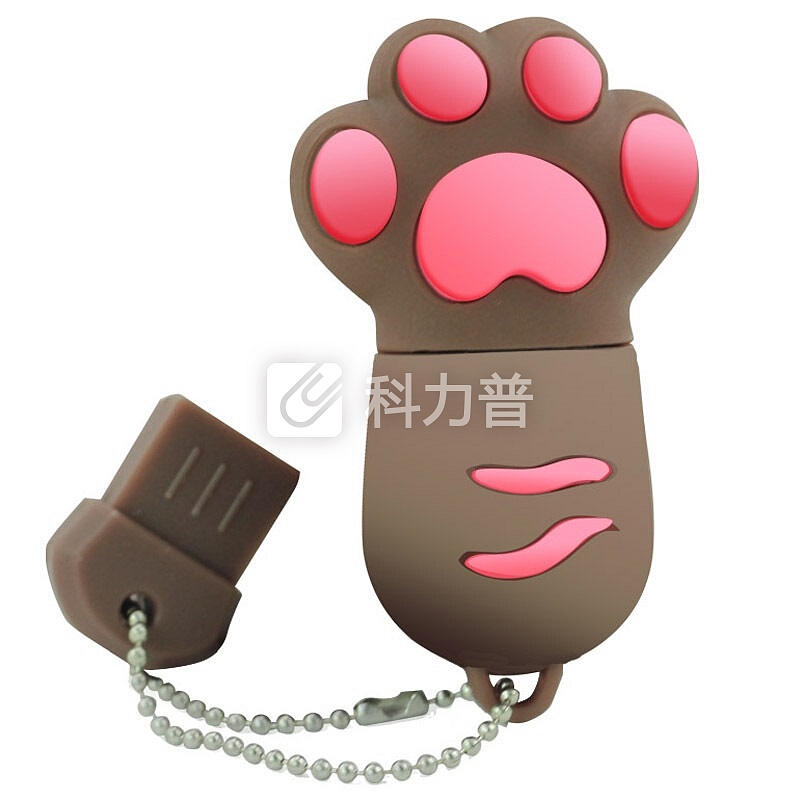 权尚(Transshow)32GB USB2.0 U盘 卡通猫爪 咖啡色 创意可爱 礼品优盘 安全可靠