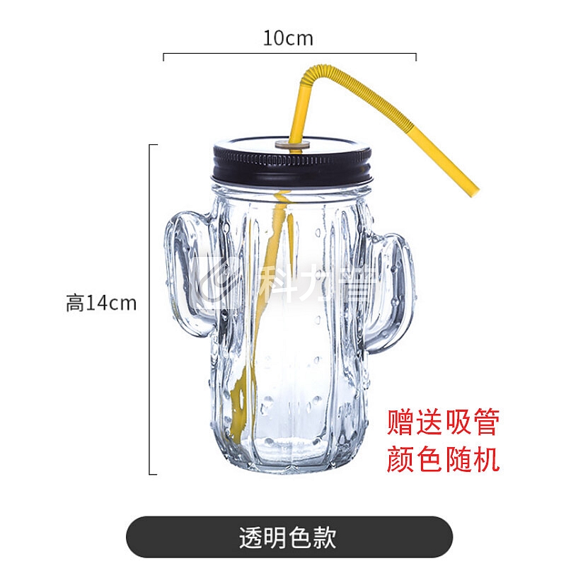 柯锐迩 吸管玻璃杯 啤酒饮料杯 牛奶杯 学生早餐杯 透明奶茶杯具创意水壶杯子 客厅凉水杯(透明)