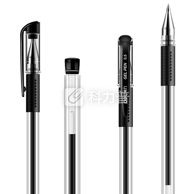 得力(deli)60支0.5mm中性笔签字笔水笔 子弹头黑色33109