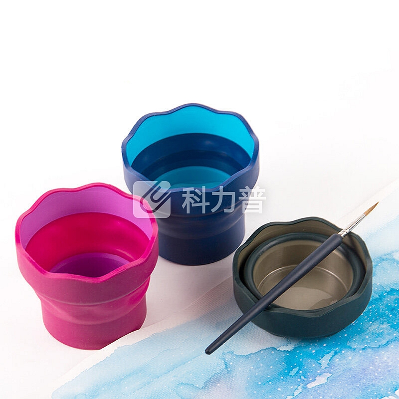 德国辉柏嘉(Faber-castell)折叠水桶水杯写生画画美术伸缩桶水彩水粉多功能洗笔桶-墨绿色