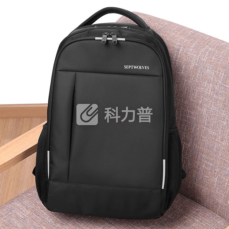 七匹狼电脑包男士背包双肩包15.6英寸笔记本防泼水牛津布旅行包大容量升级版 黑色B0301872-201