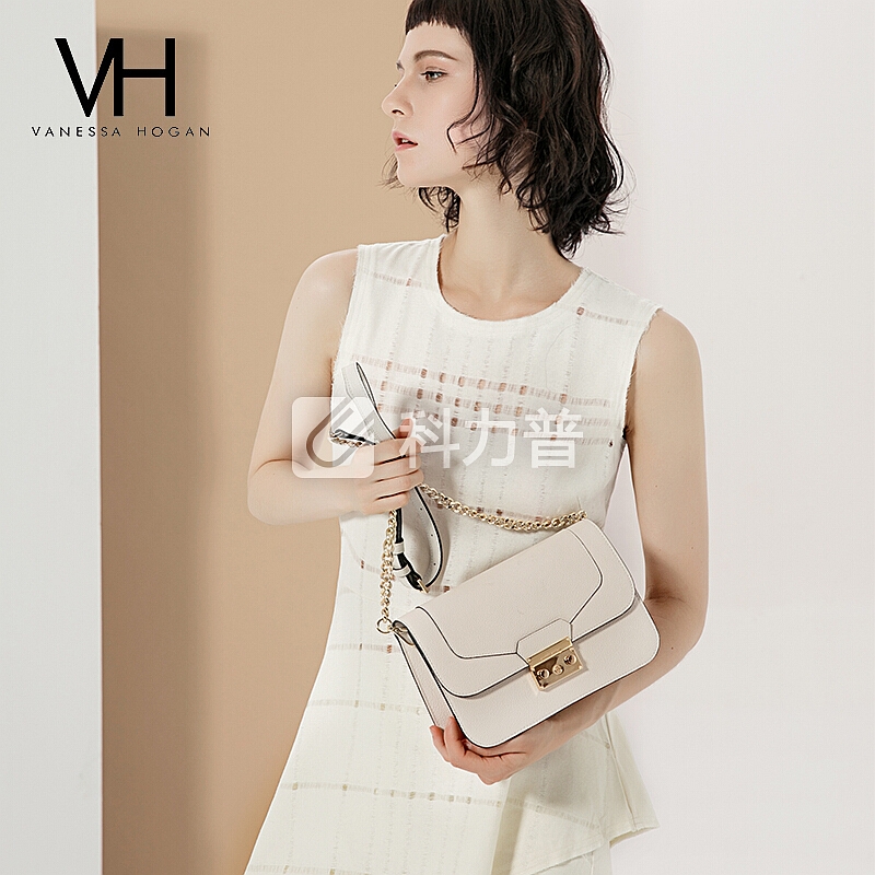 VANESSA HOGAN VH女包ck风单肩包轻奢清新牛皮时尚奢侈品休闲仙女链条ck斜挎包1808259BLA 黑色
