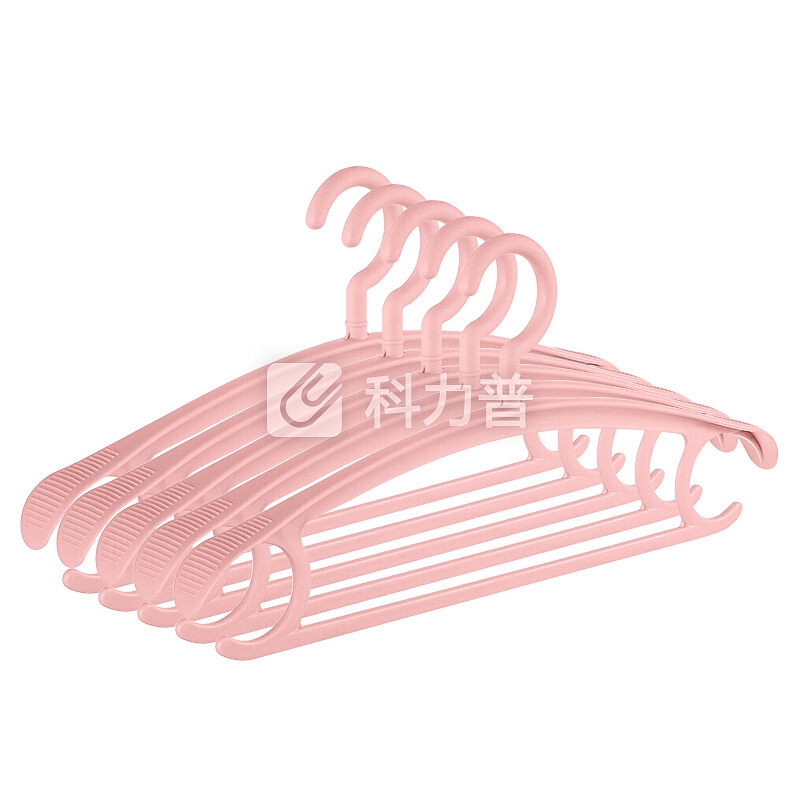 梦庭 MENGTING 梦庭 加厚宽肩无痕衣架 塑料挂钩晾衣架晒衣架 粉色 5只装 1221
