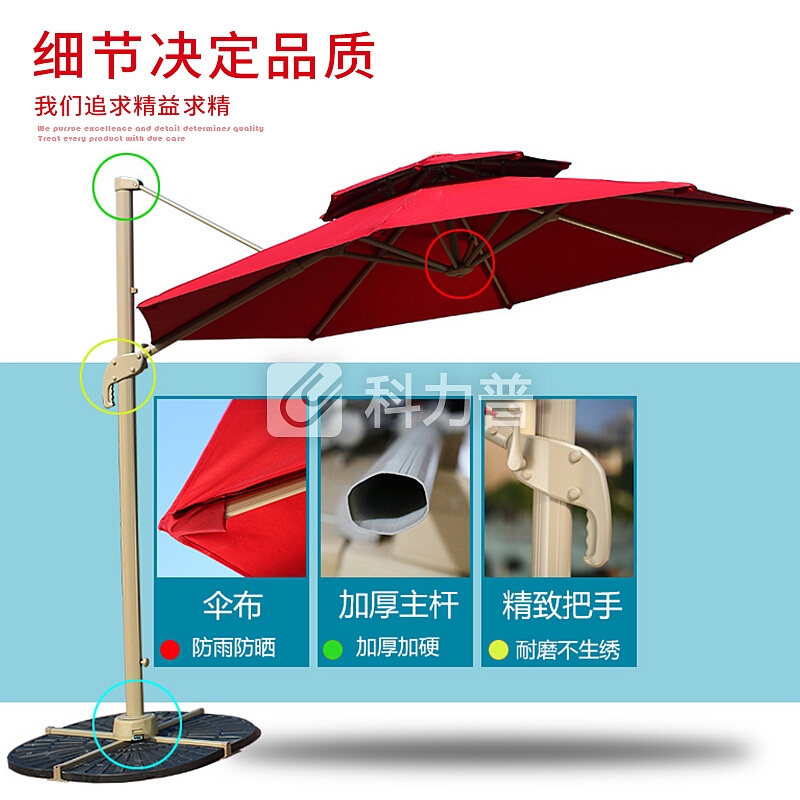 野人谷 遮阳伞3m圆小罗马挡雨伞户外遮阳伞庭院伞阳台折叠大广告伞太阳伞罗马伞保安岗亭摆摊伞YRG-050-墨绿