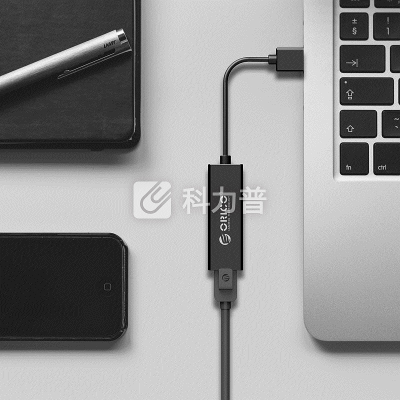 奥睿科(ORICO)USB集线器百兆有线网卡 USB转RJ45网线接口 网口转换器 支持笔记本/平板电脑 黑色UTJ-U2