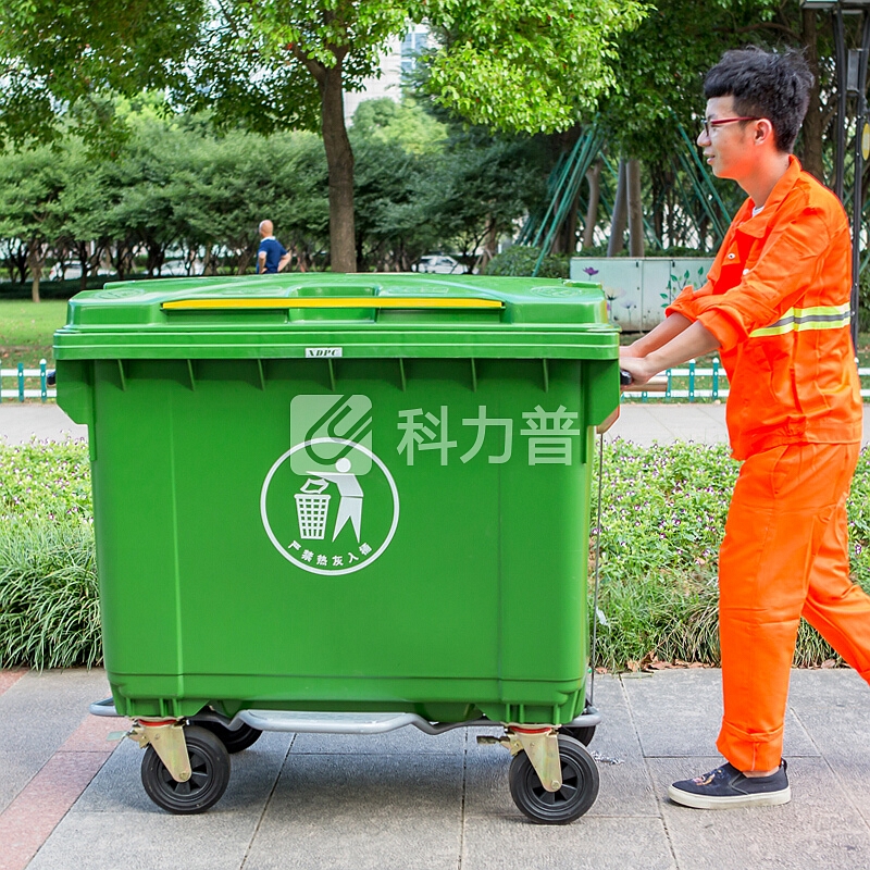 兰诗(LAUTEE)ZTL-660B-3 环卫垃圾车手推清洁车B款有脚踏 绿色660L