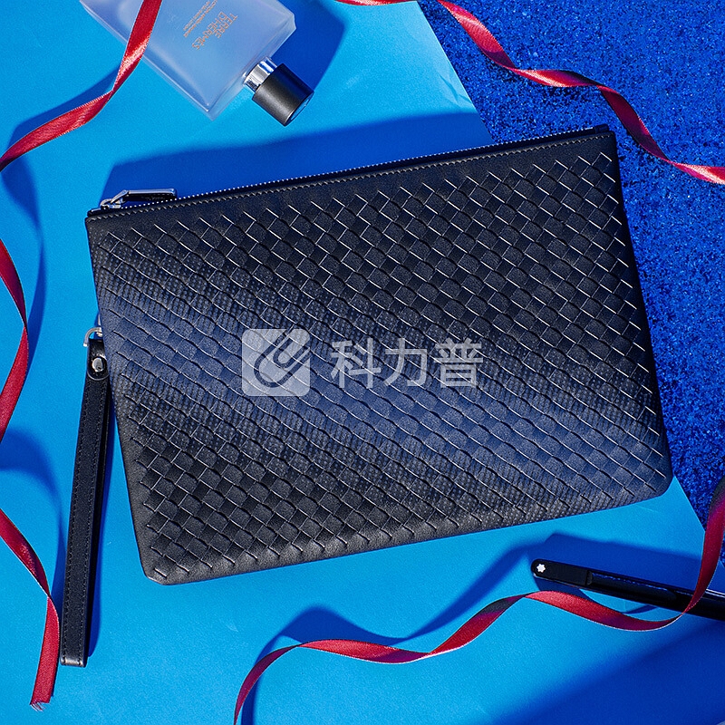 皮尔卡丹 皮尔卡丹休闲男士手包潮流头层牛皮手抓包时尚个性手拿包商务编织手抓包夹包J8A409-030001黑色