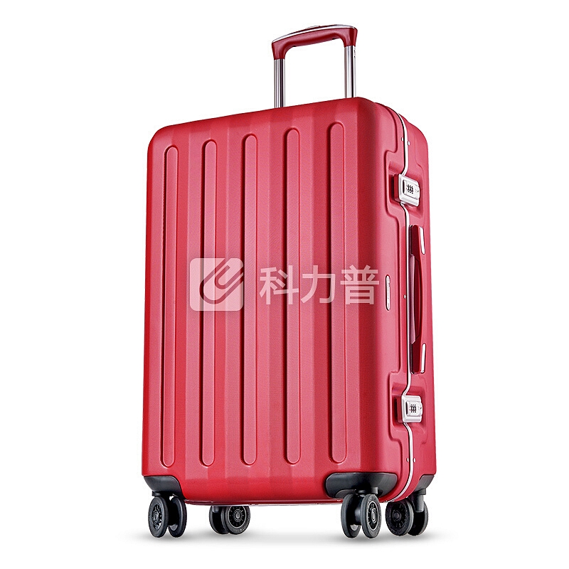 爱可乐(Echolac)铝框拉杆箱 防刮双TSA密码锁行李箱 双排8轮旅行箱PCT008E红色20英寸
