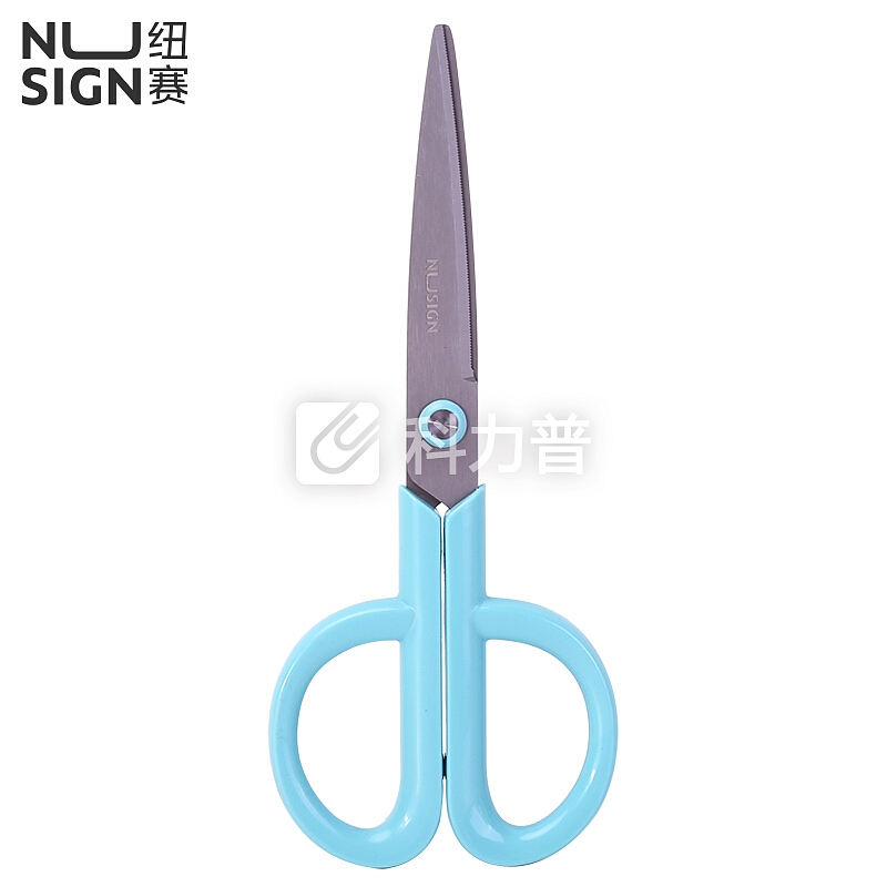 纽赛(NUSIGN)175mm镀钛防粘剪刀 锯齿剪片包胶剪刀 新桥蓝NS053