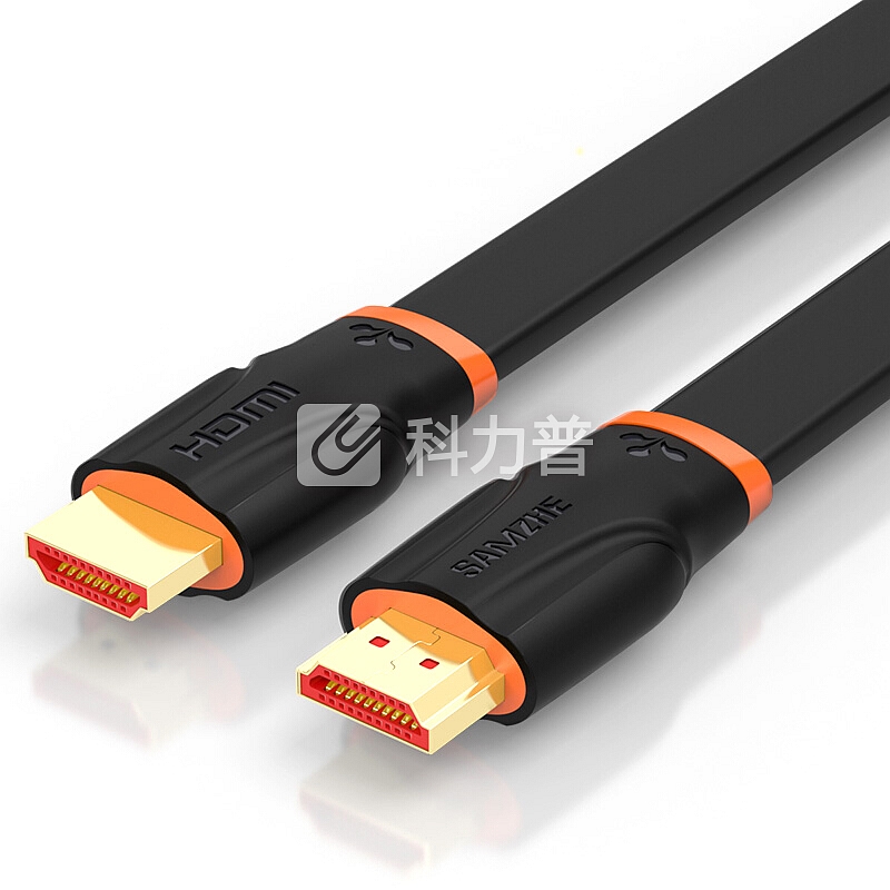 山泽(SAMZHE) HDMI2.0版2K*4K数字高清线 橙黑1.5米扁平线 电脑电视机机顶盒投影仪连接柔软线 SM-CB15