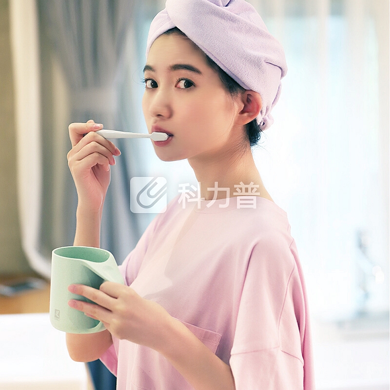 三利 创意情侣小麦漱口杯套装 简约塑料牙刷杯刷牙杯牙缸洗漱杯子 粉色