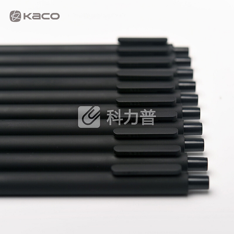KACO PURE书源按动彩色中性笔0.5 彩色黑色水笔手账笔办公签字笔彩虹笔 黑杆黑芯10支